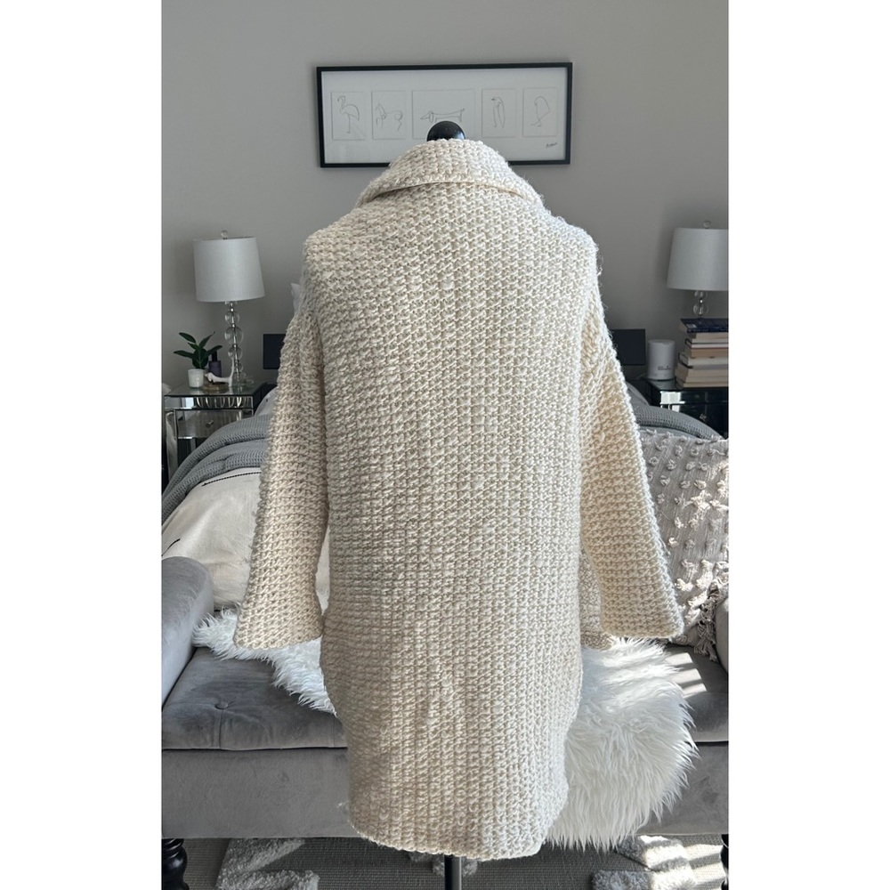❌SOLD❌Maje Magnum Ecru Knit Wool Cardigan Coat Cream Knitted Cozy Casual - Picture 3 of 9